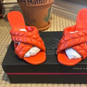 Vince Camuto Orange Quilted Mules with Braided Design